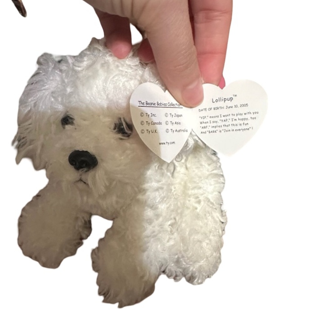 Ty Beanie Babies "Lollipop" White Plush Maltese Dog